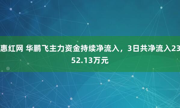 惠红网 华鹏飞主力资金持续净流入，3日共净流入2352.13万元